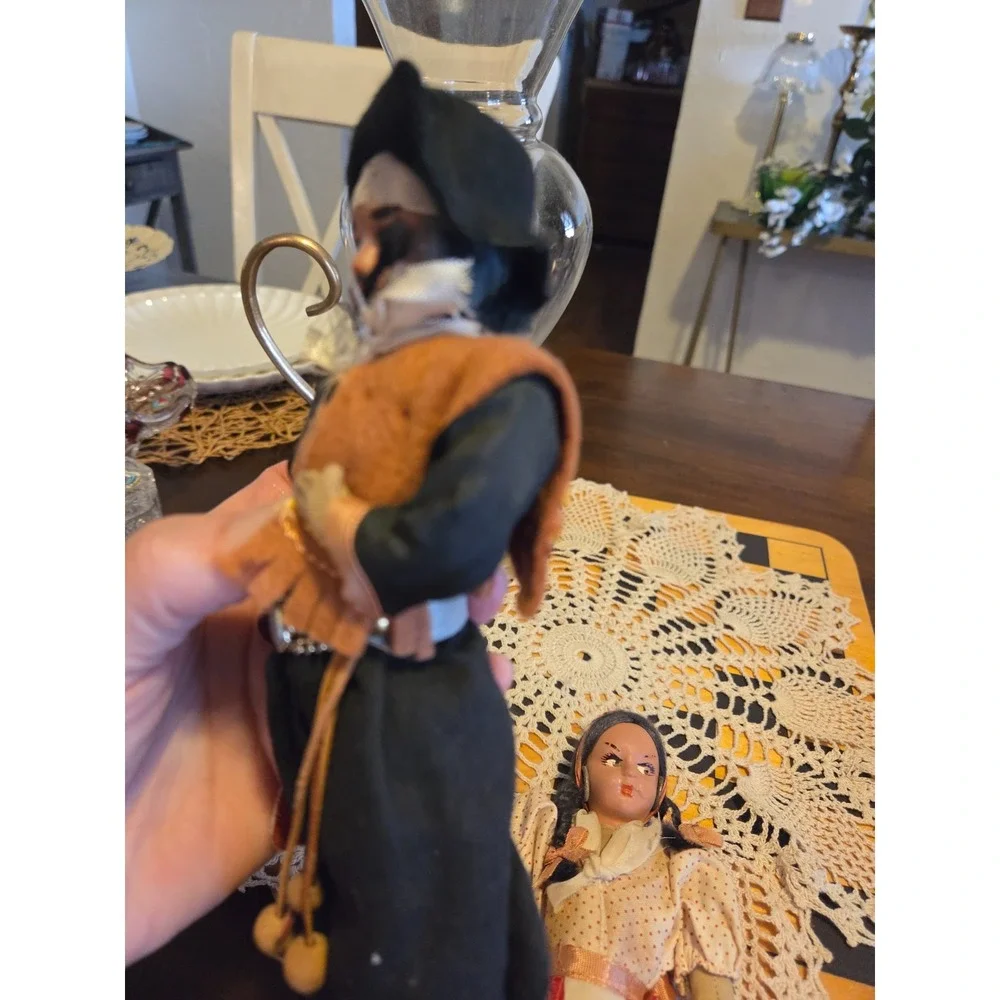 vintage Argentine gaucho folk art doll featuring a hand-painted face
